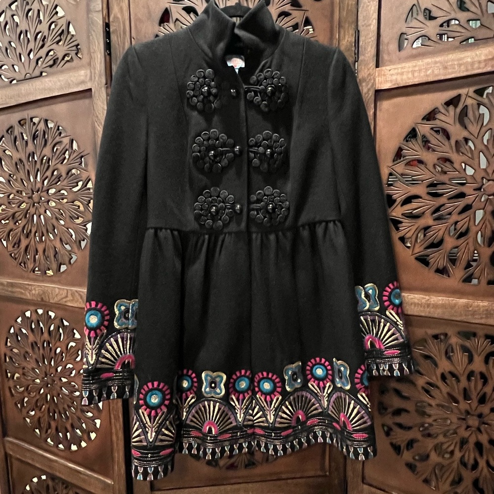 Anthropologie Through-The-Lens Elimovna Wool Oriental Coat Plenty by Tracy Reese